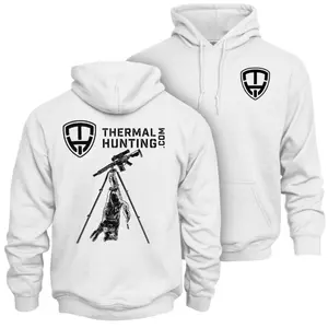 Thermal Hunting Coyote Hunting Hoodie – Night Predator Hunting Thermal Scope Tripod Back Graphic, Predator Hunter Outdoor Lifestyle Apparel Hoodie