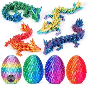 4PCS 3D Printed Dragon Egg, Prefilled Easter Eggs Filled with Toys, Easter Basket Stuffers for Kids Egg Hunt Filler, 3D-Printer Dragon Animals Fidget Toys Small Dinosaur Eggs for Kids Boys