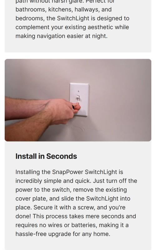 SwitchLight - Illuminated Light Switch Cover Plate, Integrated LED Nightlight by SnapPower SwitchLight - Illuminated Light Switch Cover Plate, Integrated LED Nightlight by SnapPower