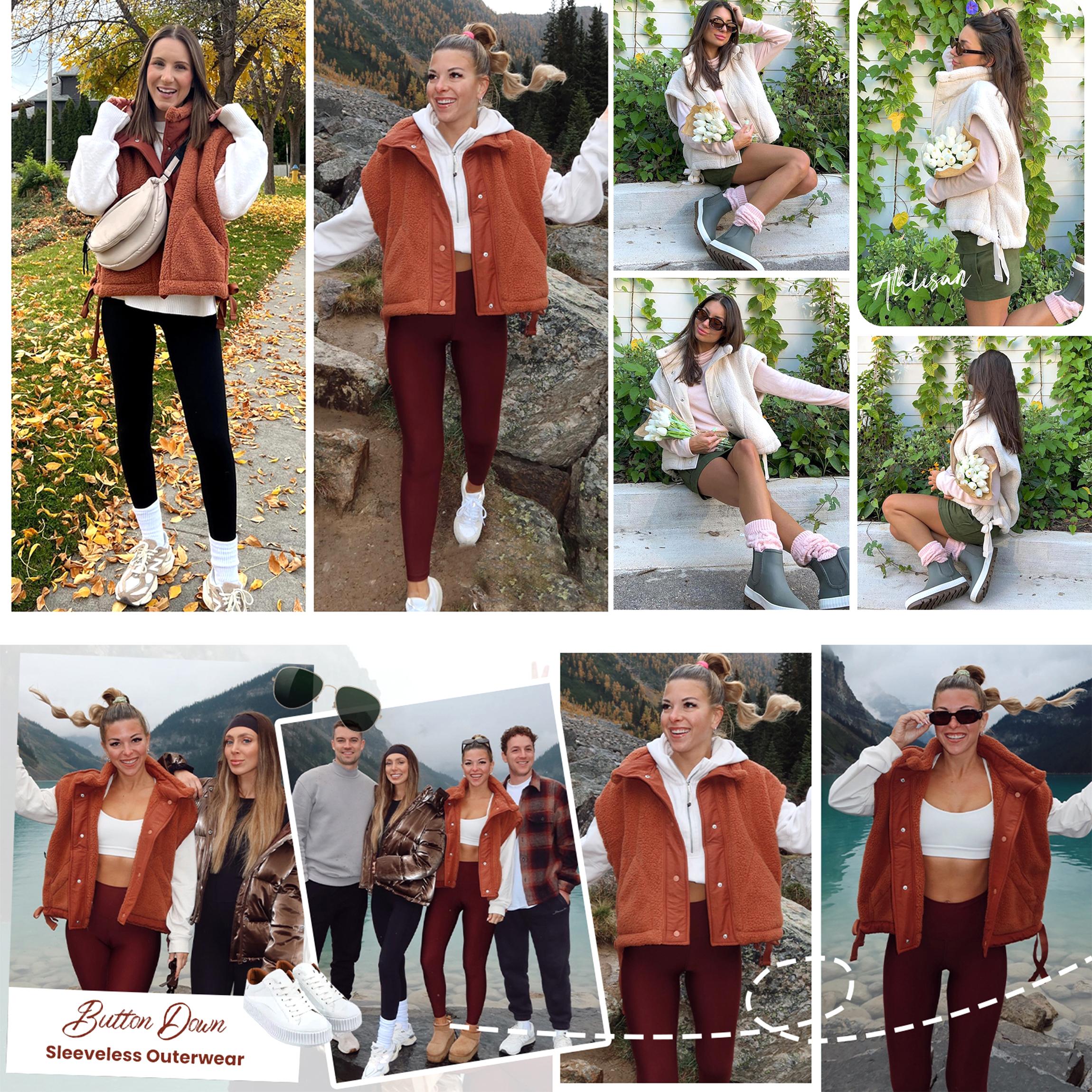 Buenoble Women's Oversized Fleece Vest Cozy Sherpa Sleeveless Jacket with High Neck Side Ties Snap Buttons Fall Winter Casual Outerwear SpringStatements