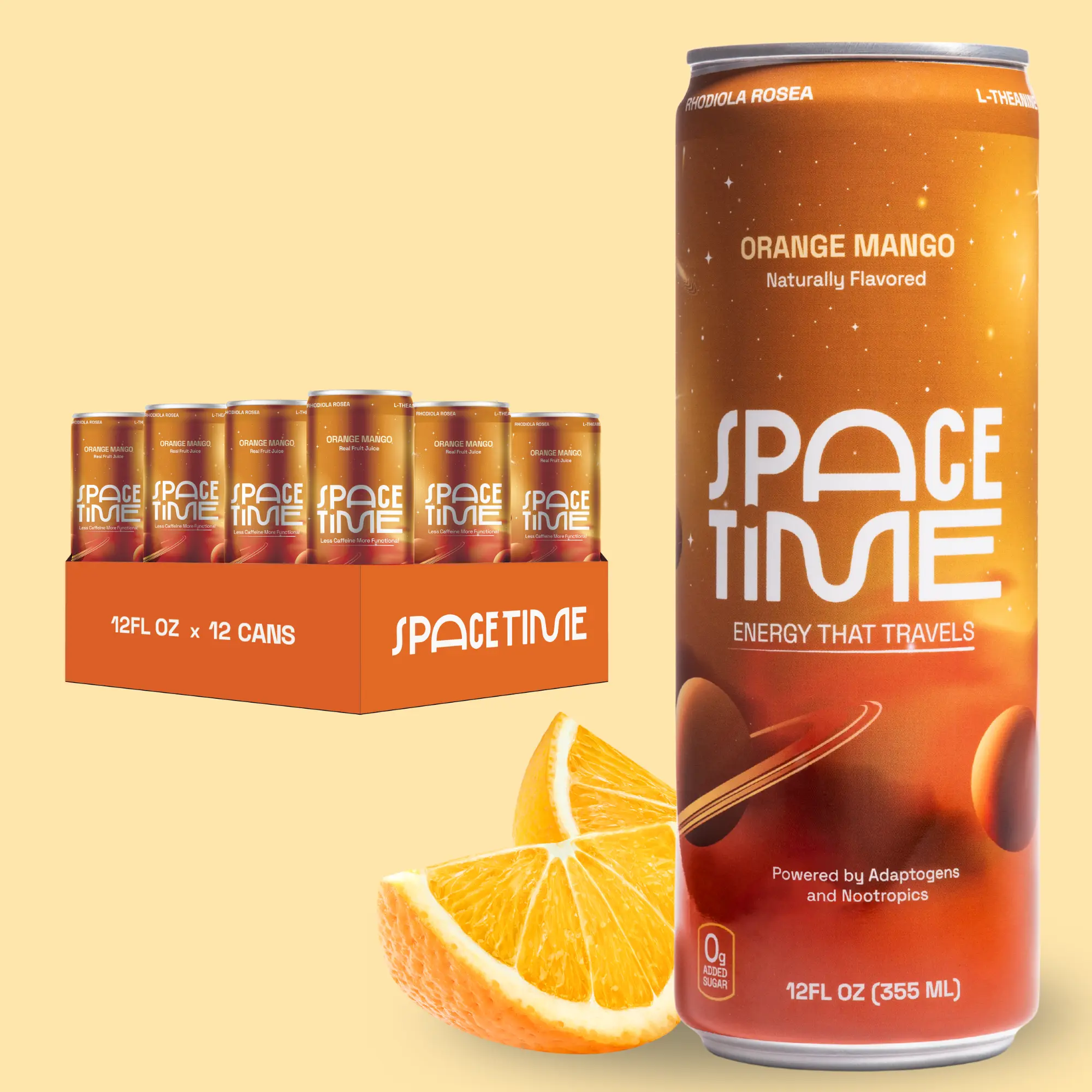 Nootropic Fruit Energy Drink | Organic Caffeine, L-Theanine, Rhodiola & B Vitamins – Clean, Low-Caffeine for Calm Focus - 12 Pack