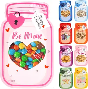 54 Pack Valentine’s Day Cards for Kids Classroom, Colorful Mason Jar Valentine Gift Cards with Treat Bags, Valentines Exchange Cards for Toddlers Boys Girls School Party Favors (Candy Not Included)