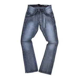 P571 - Diamond cut with Studs Stretchable Stacked Flared Jeans