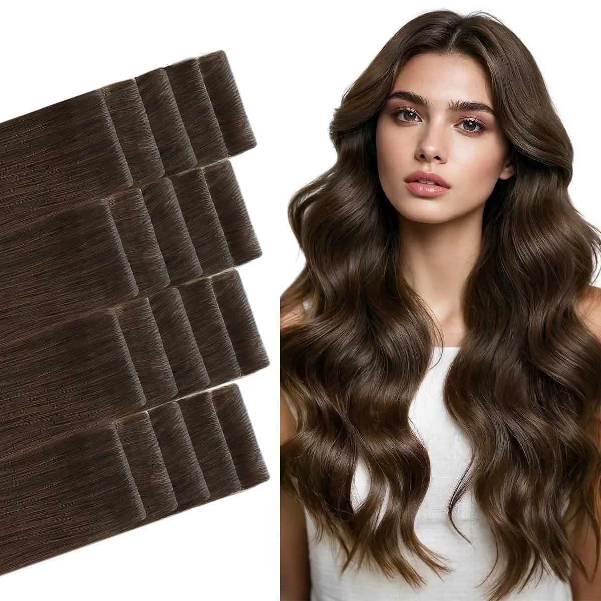 GOO GOO Invisi Edge Tape in Hair Extensions Remy Human Hair, 14inch-24inch 20pcs 50g, Straight Natural Virgin Remy Hair, Seamless Injected Tape, Natural Look summer hairstyles #tiktokshopbacktoschool #sohochic
