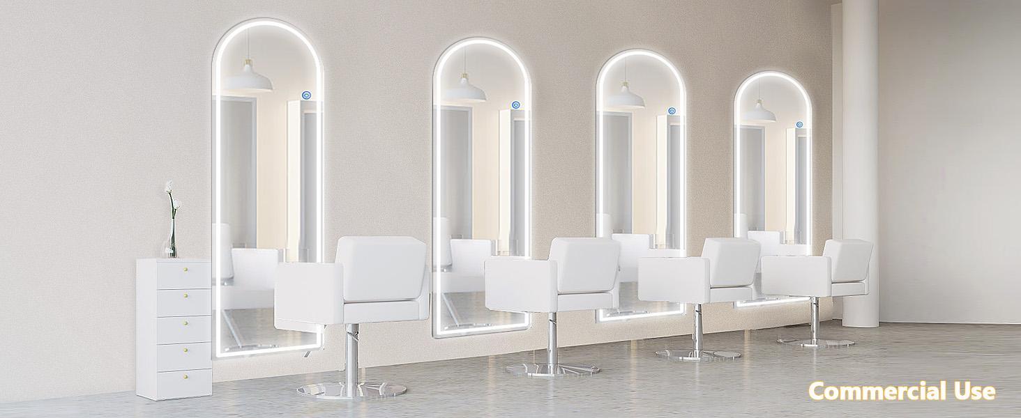 Floor Mirror Stand Mirror Full Length with LED Lights, Floor Mirror Dimming & 3 Color Lighting