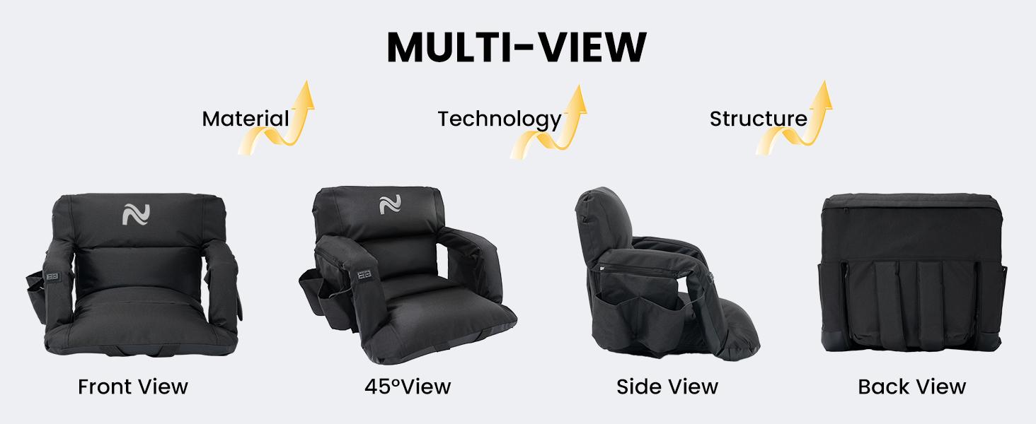 SLSY 2 Pack Wide Heated Stadium Seat for Bleachers w/Back Support & Cushion, Portable Foldable Stadium Chair with Armrests for Sports Events, Outdoor, Camping, Hiking - Power bank not included
