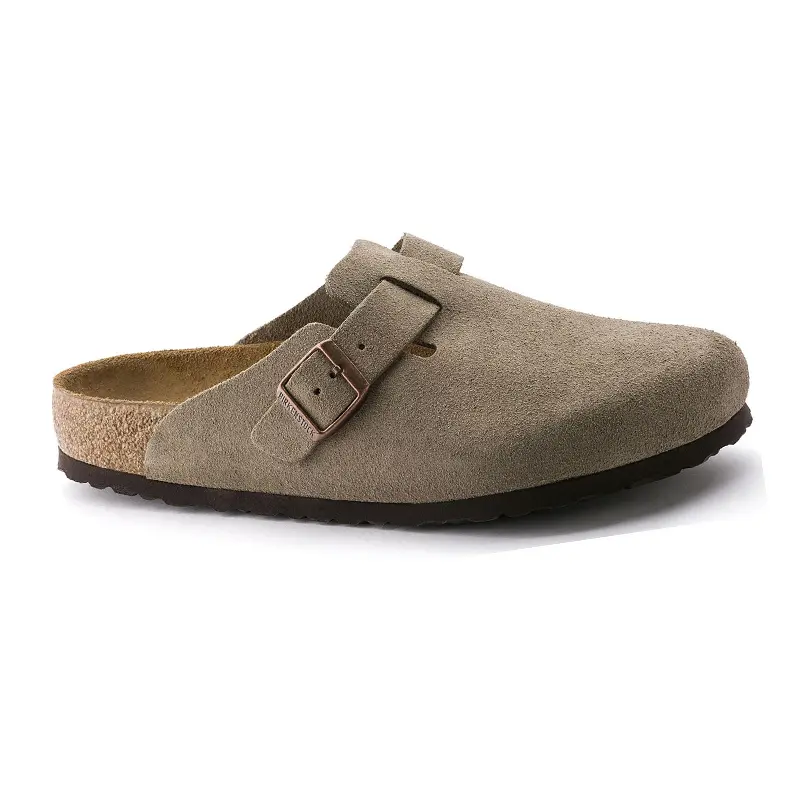 Birkenstock Boston Unisex Mule Clog, Soft Footbed, Suede Leather, Taupe Footwear Shoe