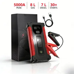 Car Jump Starter, Peak 5000A Jump Starter Battery Pack for Up to 10.0L Gas and 8.0L Diesel Engines, 12V Portable Jump Box with LCD Display, 3 Modes Flashlight and Protective Carrying Case Car Jack Kit Automotive