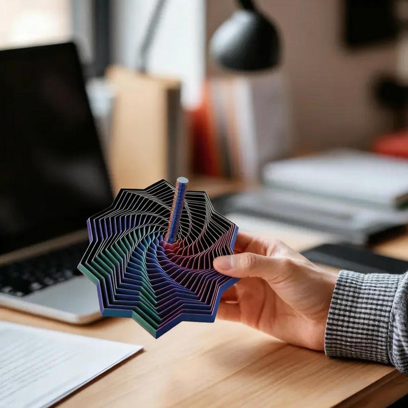 3D Printed Expanded Sensory Fidget Star, New Stress Relief Sensory Whirling Spiral with Handle, Very Satisfying Sight and Sound with Hypnotizing Visual Fidget Toy