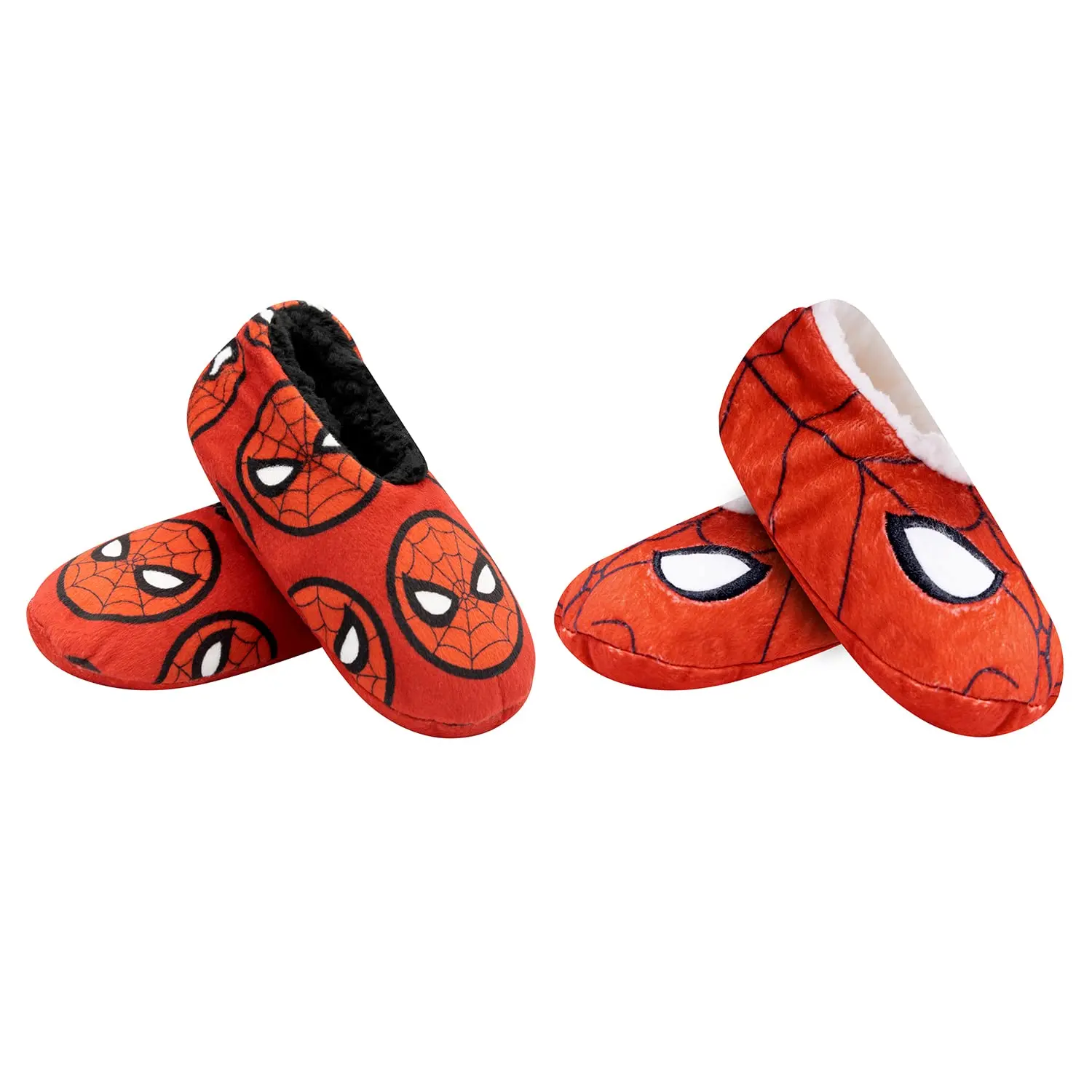 Marvel Boys' Plush Slipper Socks - 2-Pack, Spiderman Characters, Toddler Size (Ages 2-4), Fuzzy, Easy On/Off, Indoor Use, Graphic Design
