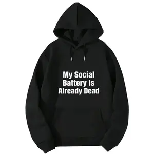 Social Battery Dead Tee – Humorous Casual Long Sleeve Hoodie for Introverts