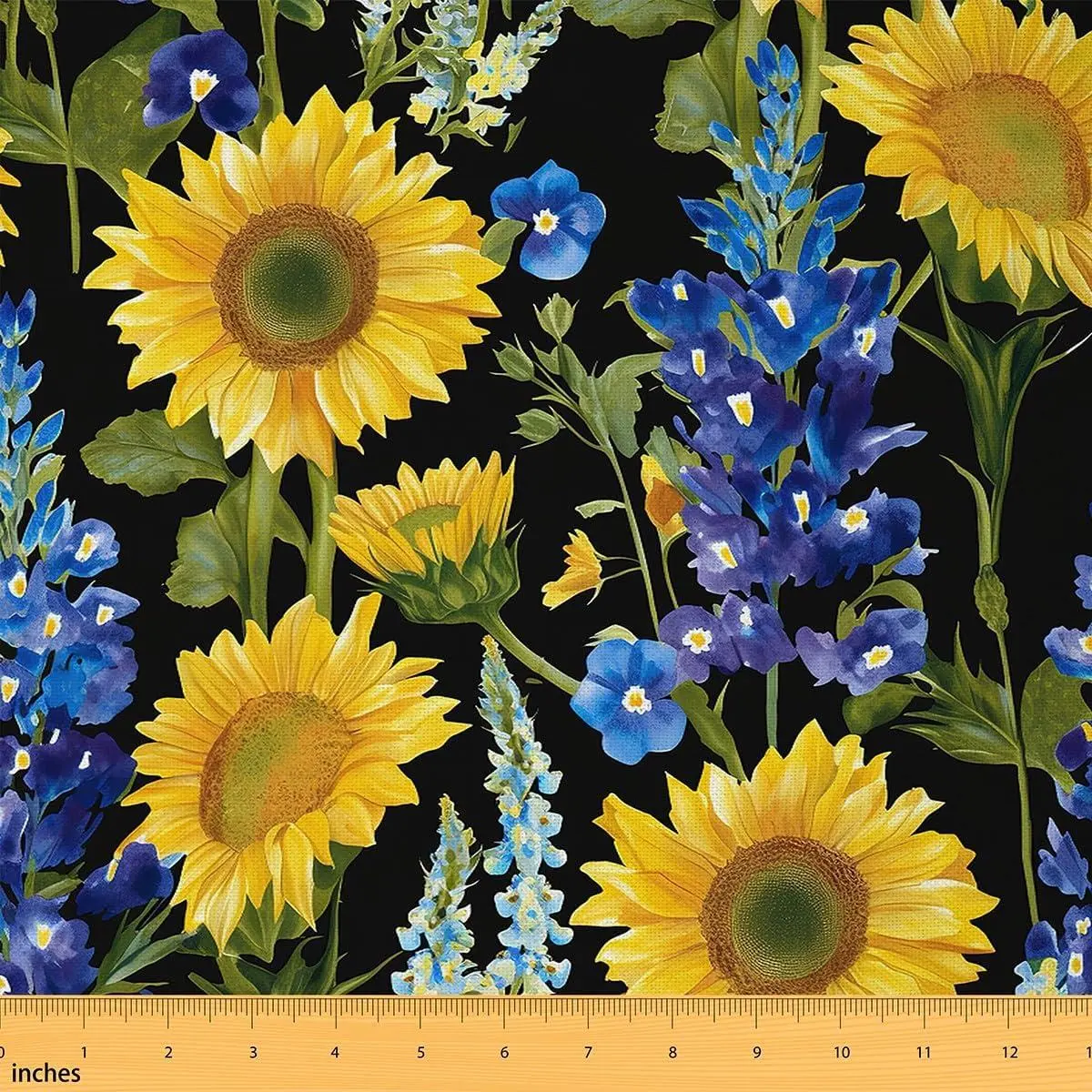 Sunflower Fabric by The Yard Botanical Floral Printed Soft Flannel Decorative Fabric Flower Upholstery Fabric for Chairs Rustic Country Farmhouse DIY Reupholstery Fabric