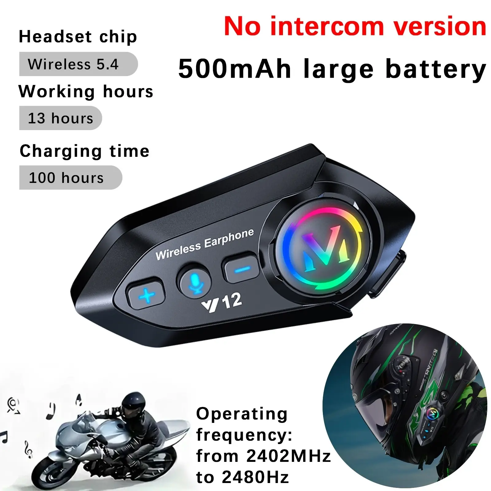New Wireless Motorcycle Helmet Headset, Noise-Canceling Smart Voice, Fm Radio, Ambient Light, Ai Assistant, Hands-Free Music/calls, Compatible with All Helmets