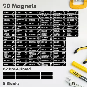 90 PCS Magnetic Toolbox Labels – 3.5"x1" Large Tool Box Stickers,Strong Magnets for Tools Chest Drawer Organization – Fits U.S. General Tool Box Accessories & All Steel Tools Cabinets