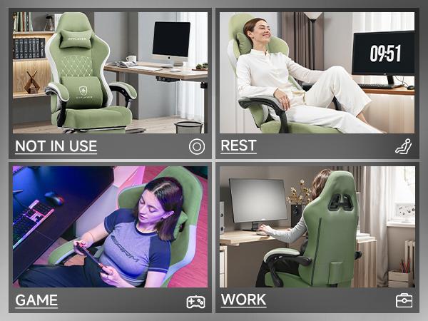 GTPLAYER Office Chair, Computer Office Chair with Pocket Spring Cushion, Linkage Armrests and Footrest, High Back Ergonomic Computer Chair with Lumbar Support Task Chair with Footrest