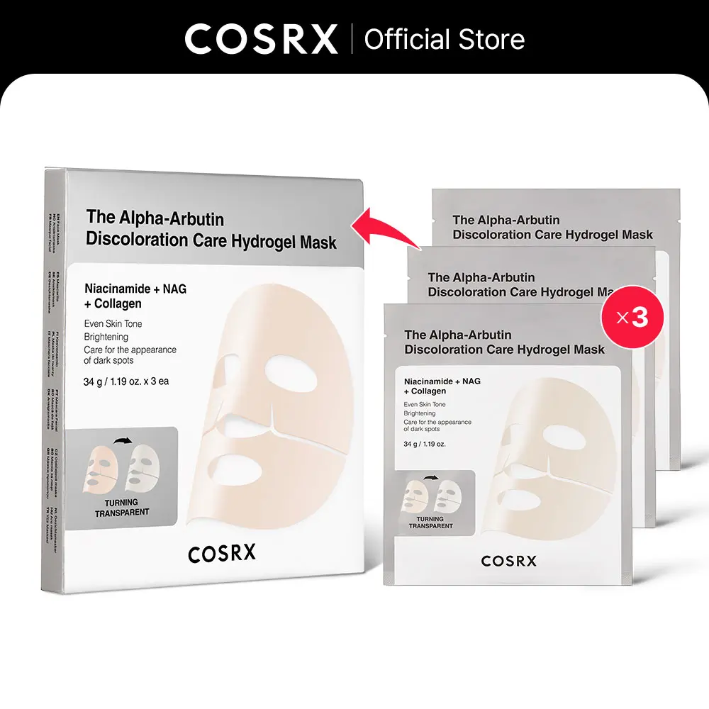 COSRX Alpha Arbutin Hydrating Gel Face Mask - 3 Sheets with Hyaluronic Acid, Overnight Sensitive Skin Treatment, Night Routine Essential for Dark Spots, Uneven Tone, Pore Control & Radiant Complexion, Turning Transparent