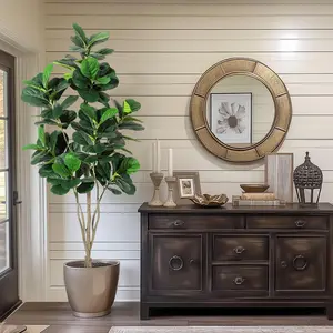 183 cm Artificial Plants, Artificial Fiddle Fig Tree with White Pot, Artificial Tree, Large Fake Plants, Artificial Plants for Indoor and Outdoor Use, Room, Bedroom, Home Decor