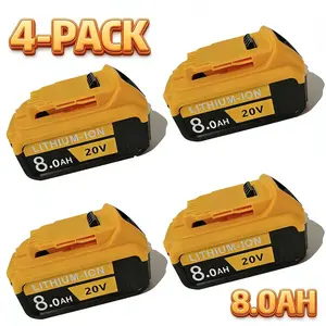 4 Pack Compatible with all DeWalt model  of cordless power tools, DCB200  DCB203 high-capacity batteries, including garden tools and construction tools, lithium battery packs mah replacement dcb206 dc series dcg