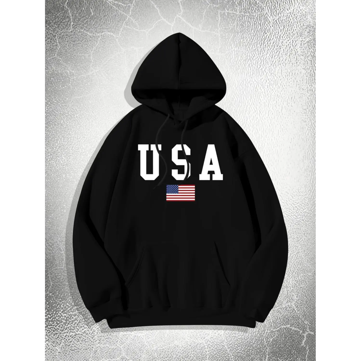 Stylish American Flag Print Hooded Sweatshirt For Men With Cozy Kangaroo Pocket Perfect For Casual Wear During Spring And Autumn Seasons