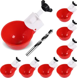 8 Pack Red Automatic Chicken Waterer Cups – DIY Poultry Water Feeder for Chickens, Ducks & Chicks
