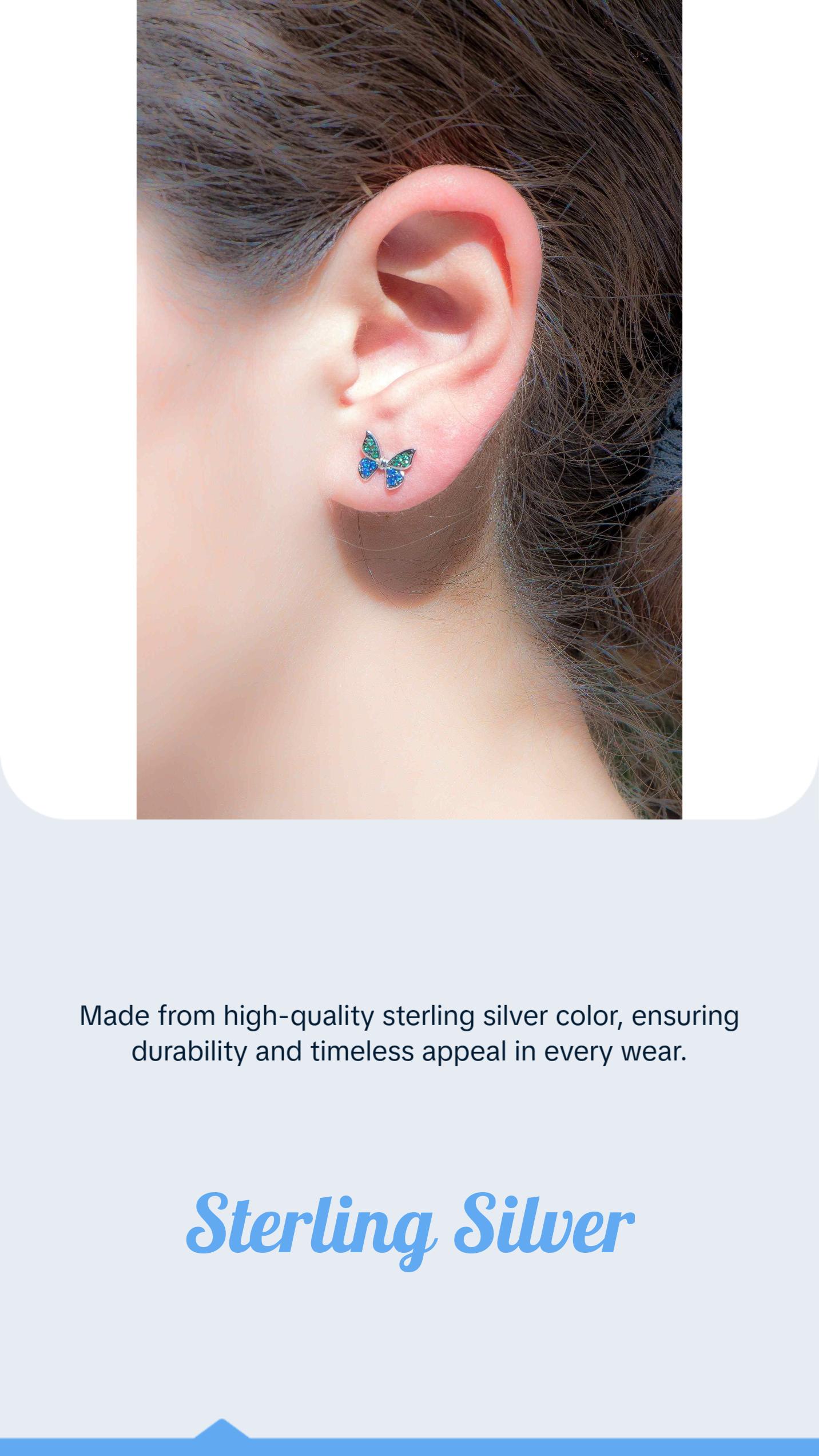 Dainty Monarch Butterfly Sterling Silver Butterfly Earrings