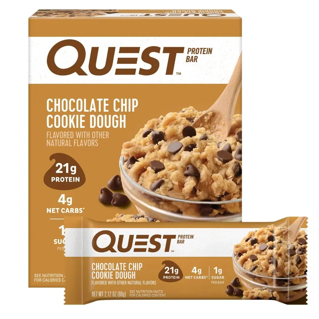 Chocolate Chip Cookie Dough Protein Bars, 21g Protein, 4, Net Carbs, 1g Sugar, Gluten Free, Keto Friendly, 4 Count