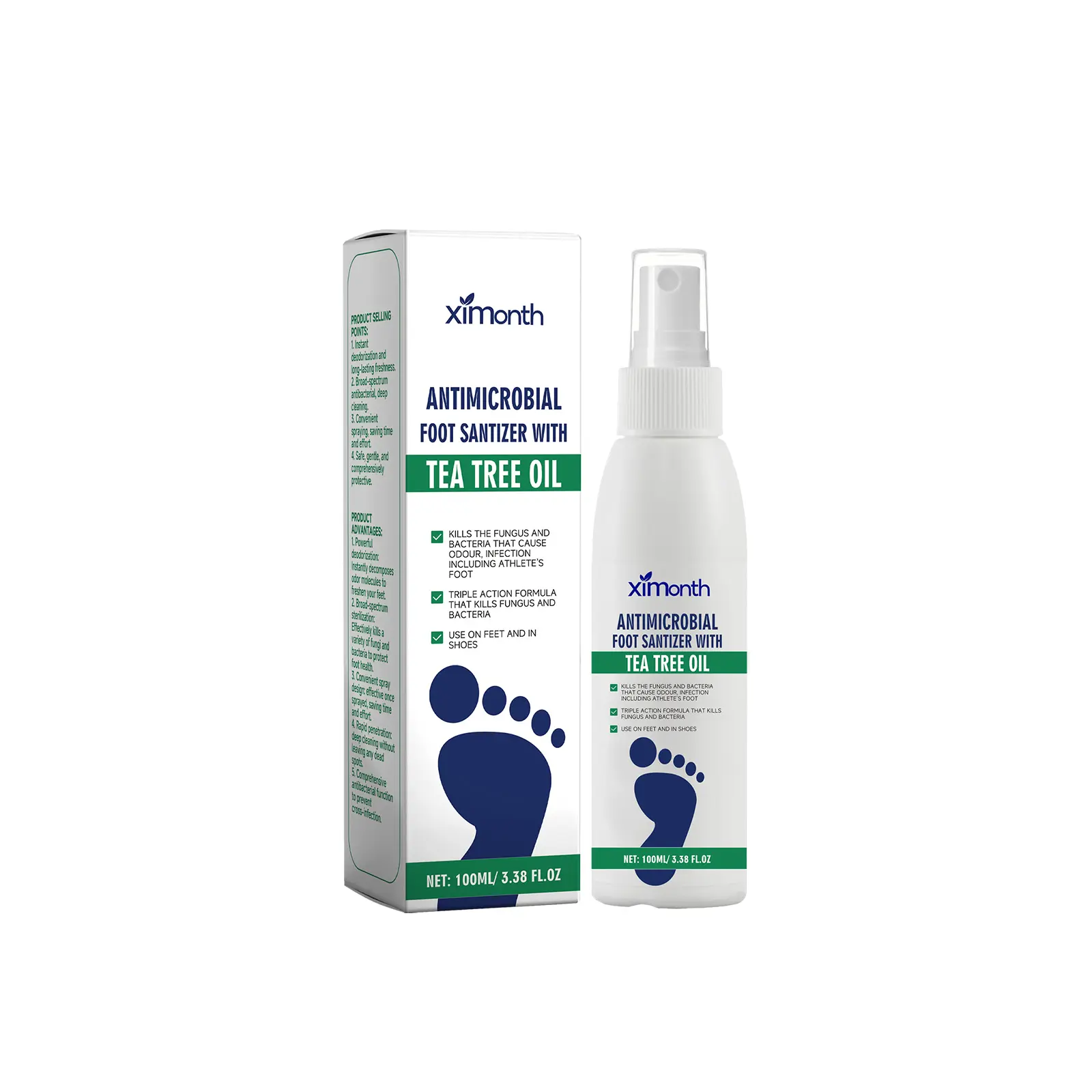 Tea Tree Oil Foot Spray - Plantar Moisturizing Deodorant for Odor Control & Dry Feet Care, Natural Foot Sanitizer with Antifungal Properties, Clear Foot Sanitizer Spray,for Foot & Shoe Freshness