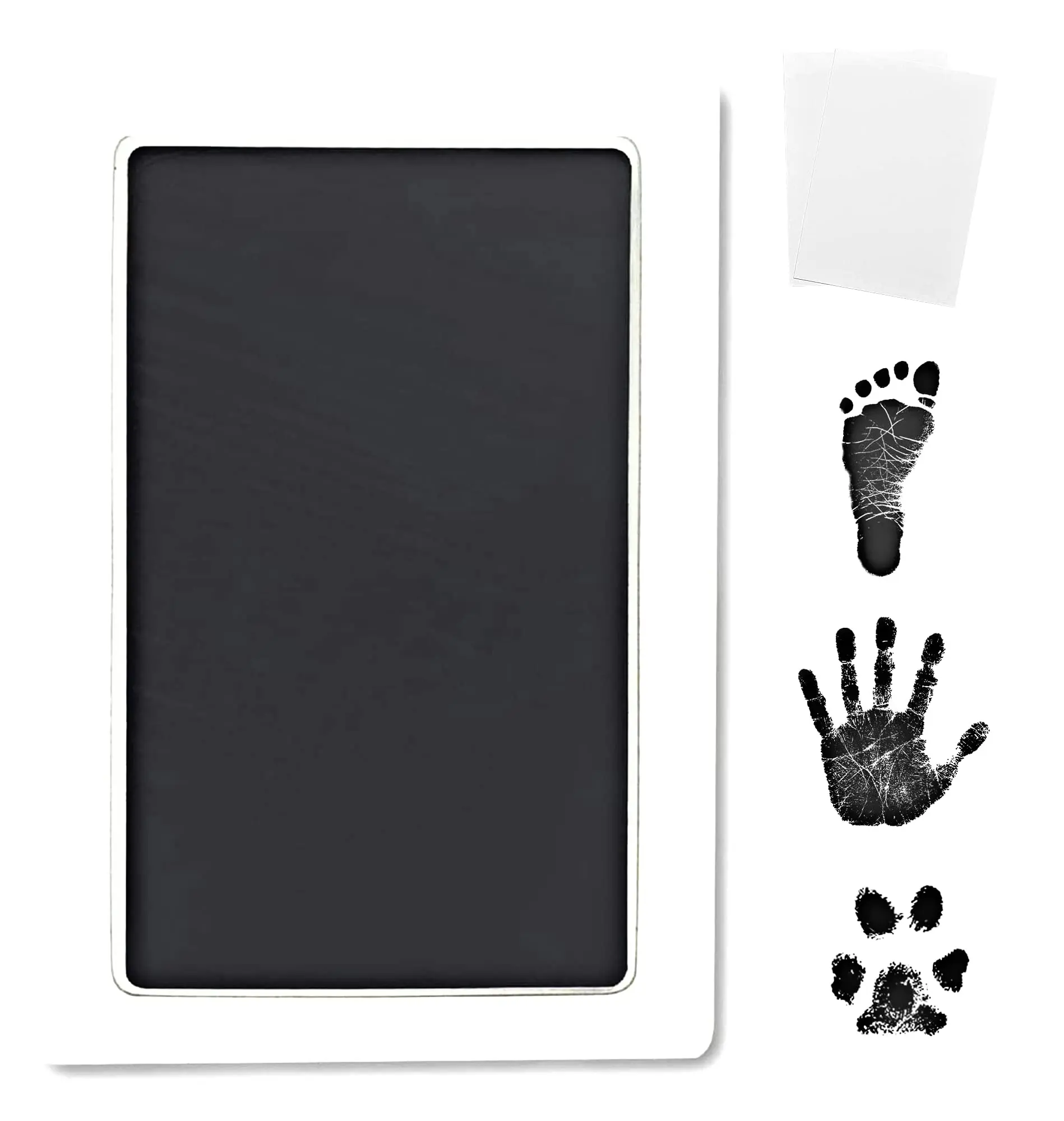 Inkless Large Clean Touch Ink Pad Kit - Single-Use, Baby-Safe, No Ink Mess, for Baby Footprint/Handprint, Includes 4 Paper Cardstocks, Gift for Art Prints (Home Decor Supplies)