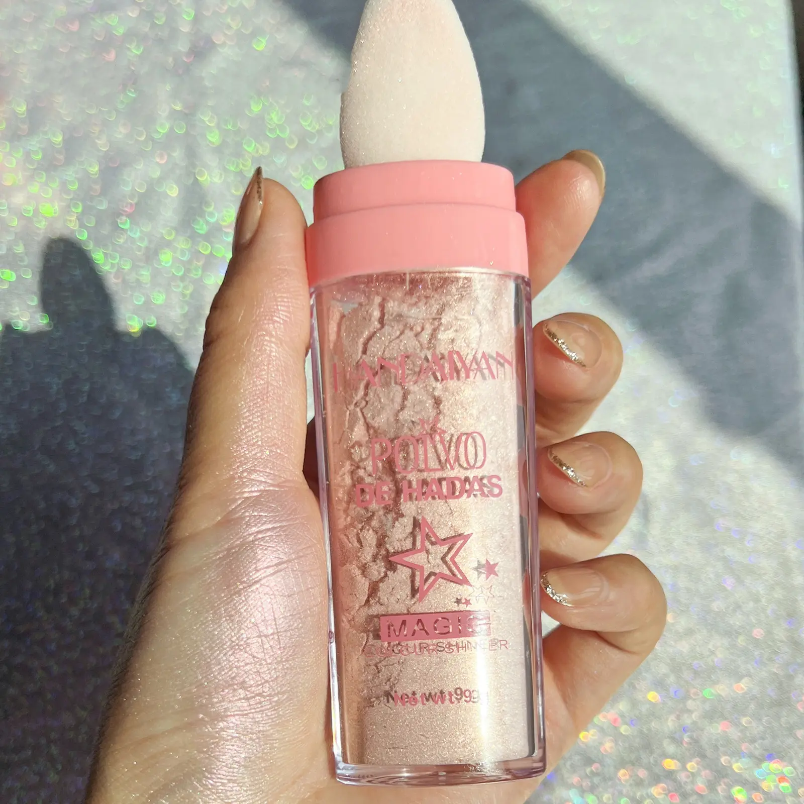 HANDAIYAN Fairy Dust Highlighting Powder Glitter Highlighter Makeup Full Body Pearlescent Glitter for Face Eyes Lips Hair Body Sparkling Summer Party Body Glitter Cosmetic Glow Lightweight Non-Greasy Multi-Use BacktoSchool