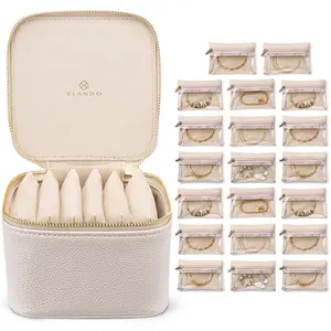 VLANDO Maidenhood Travel Jewelry Case with 6 Zipper Pouches, Jewelry box for Rings Necklace, Christmas Gift Ideas, Summer, Birthday, Bridesmaid Gifts for women and girls