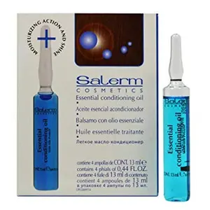 Salerm Cosmetics Essential Conditioning Oil Haircare Treatment - 4 Ampoules x 0.44oz, Hydrating Moisturizer, Deep Conditioning Conditioner with Silk Protein Restoration
