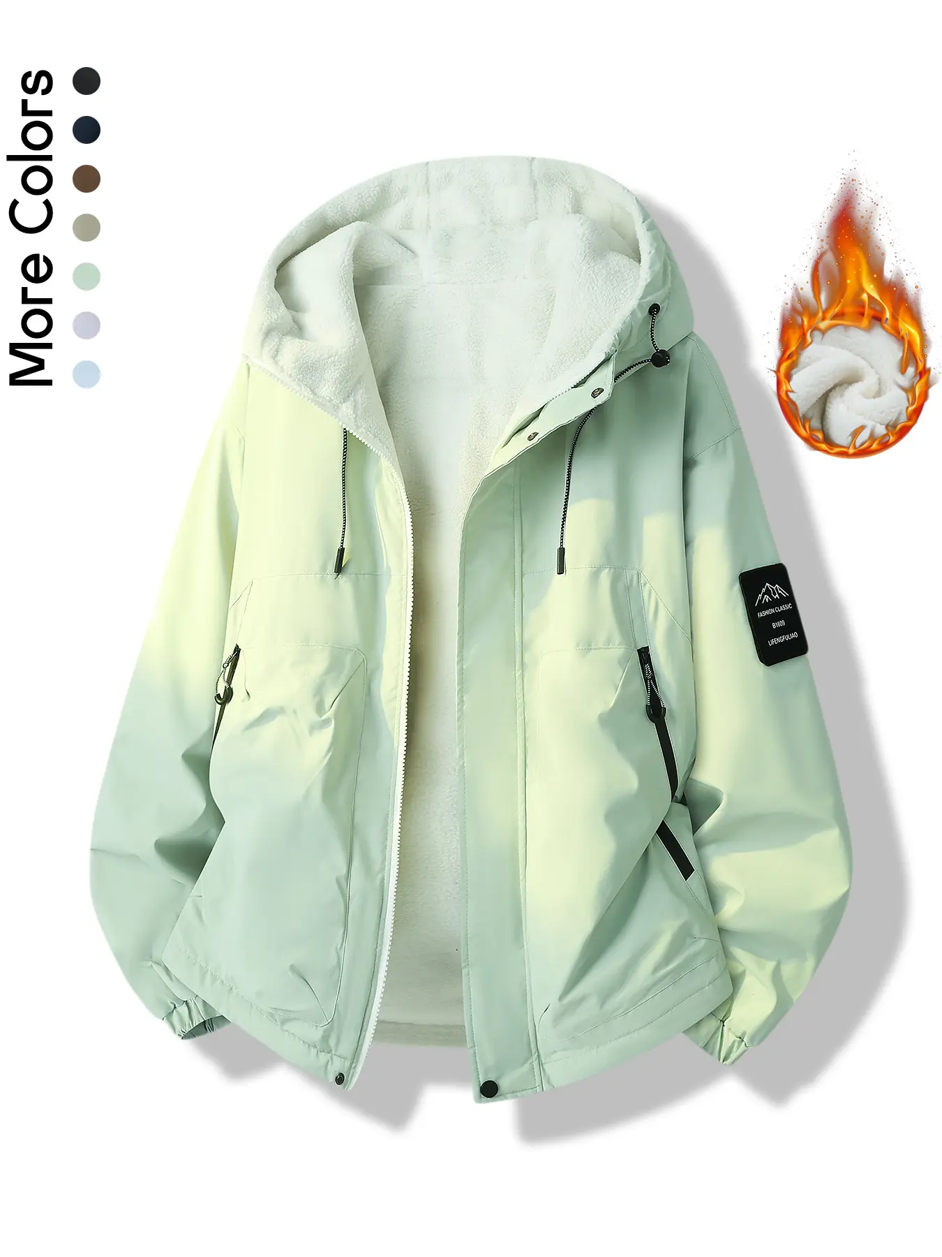 Women's Fleece Lined Hooded Jacket Warm Winter Windbreaker Zip Up Casual Outdoor Coat with Sherpa Lining Womenswear Everyday