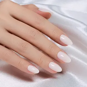 Beetles Natural Milky White Short Almond Press On Nails, Soft Gel Nail Kit with Fast-Dry Glue & Adhesive Tabs, 32Pcs 16 Sizes Reusable Stick On Nails for Women