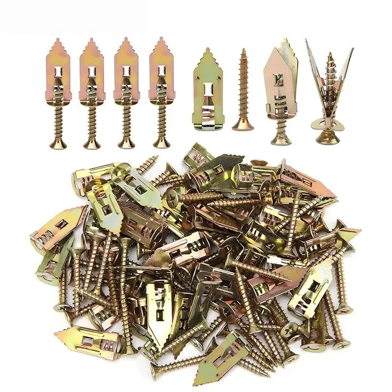 Self-Drilling Drywall Anchors Kit (100PCS/200PCS) with Anchors, Screws, Adjustable Hooks & Bracket - No Drill Needed, Easy Quick Install, Easy Hang for Home & Office