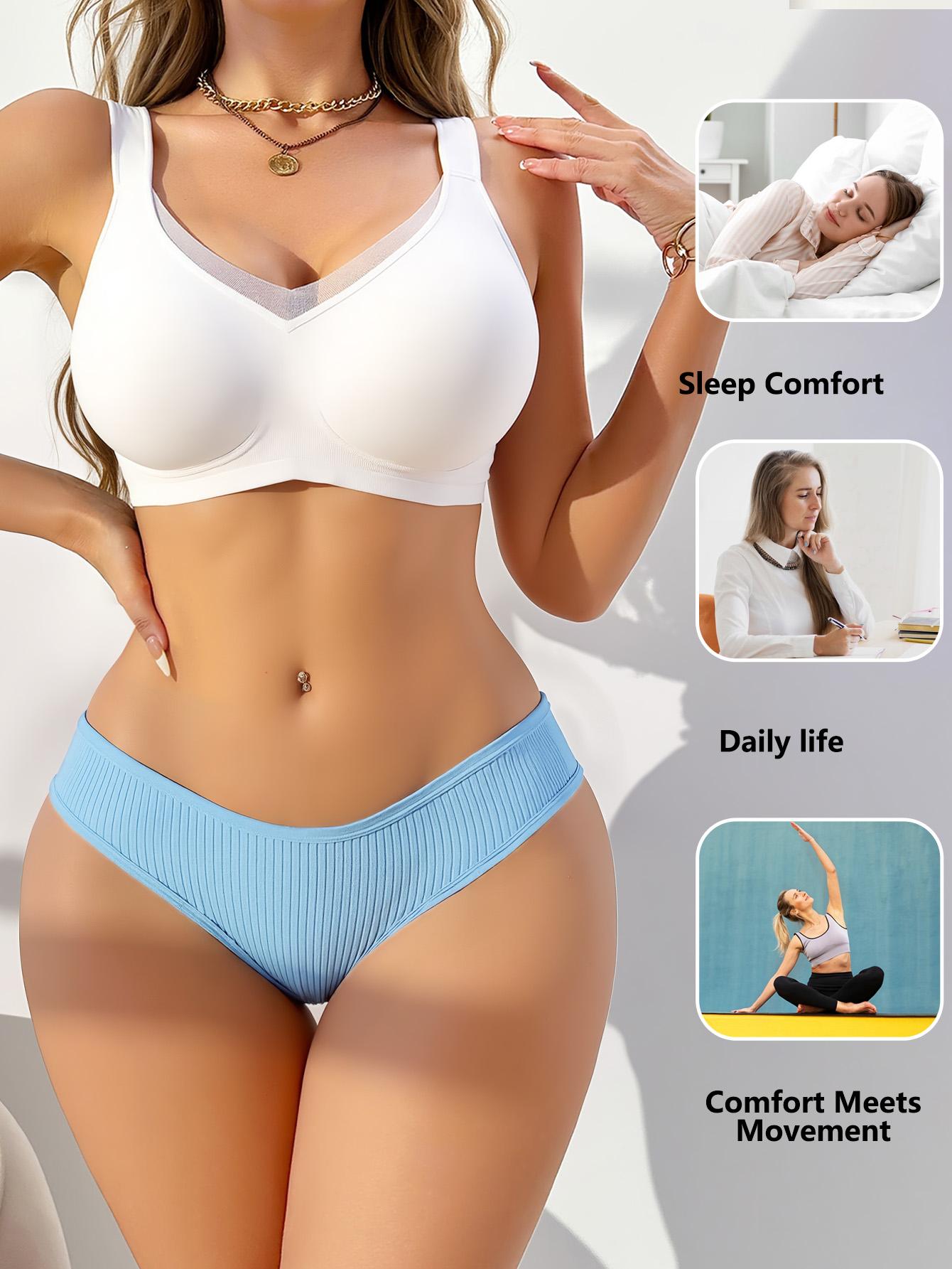 Hotcom FallFreshness 13 Pack Ladies' Panties Pure Cotton Thread Breathable Vertical Striped Texture Feel Full Cotton Mid-Waist Briefs Ribboned for Everyday Wear in Assorted Colors Women's Basic Minimalist Style