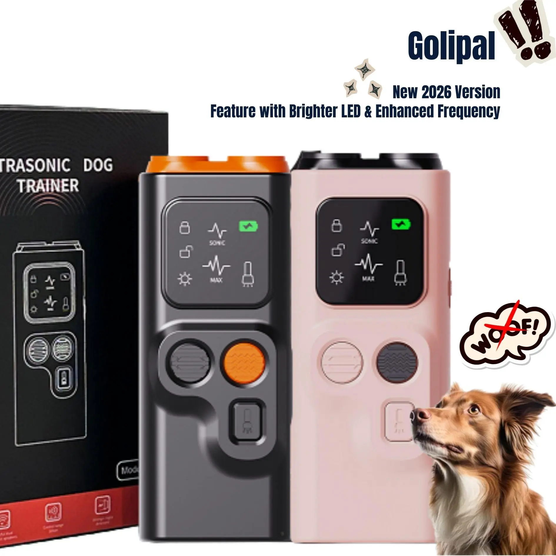 GoliPal Plastic Ultrasonic Dog Bark Control Device - Effective Long-Range Solution, Bark Silencing, Peaceful Home, Intuitive Operation, User-Friendly Features, Point-Click Training Aid (No Shouting or Swatting)