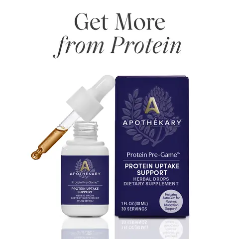 Apothékary Protein Pre-Game™ - Protein Uptake and Digestion, AstraGin® for Amino Acid Absorption Liquid Herbal Drops* | Alcohol-Free, Non-GMO Project Verified, PETA Certified Vegan & Cruelty-Free, Third Party Tested, Made in the USA