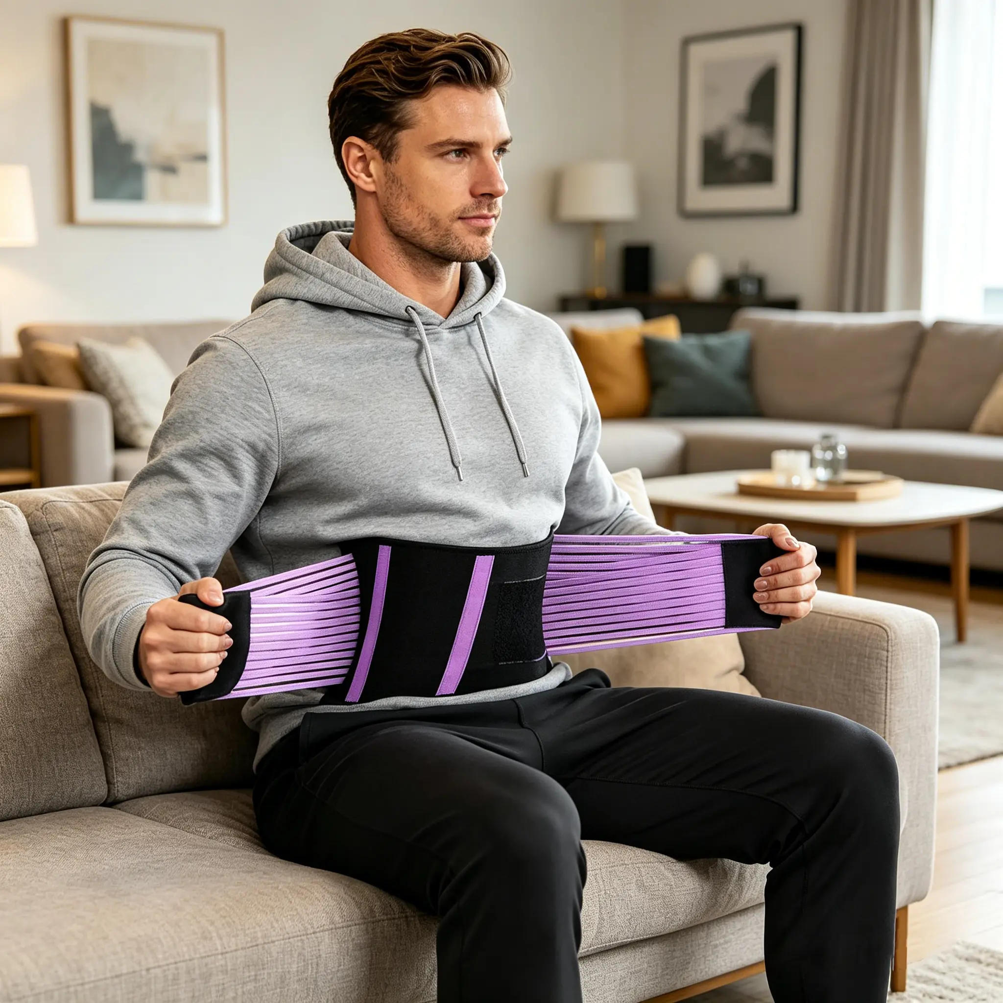 Women's Unisex-Fit Waist Trainer, Breathable Mesh Texture Lumbar Support Belt with 8 Support Stays, Supportive Sweat Waist Trainer for Lower Back Pain Relief, Ideal for Lifting & Work, Waist Trainers