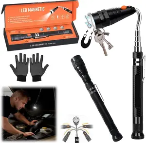 2026 Valentine's Day gifts LED Light Telescoping Magnetic Pickup Tool, Flexible Flashlight, 360° Swivel Extensible Magnet, Bendable Retrieval Tool, for Small Metal Parts in Tight Spaces