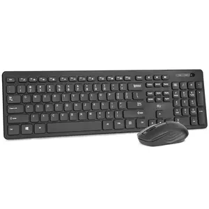 Wireless Keyboard and Mouse Combo - Rii Standard Office PC Keyboard and Optical Wireless Mice (Black)