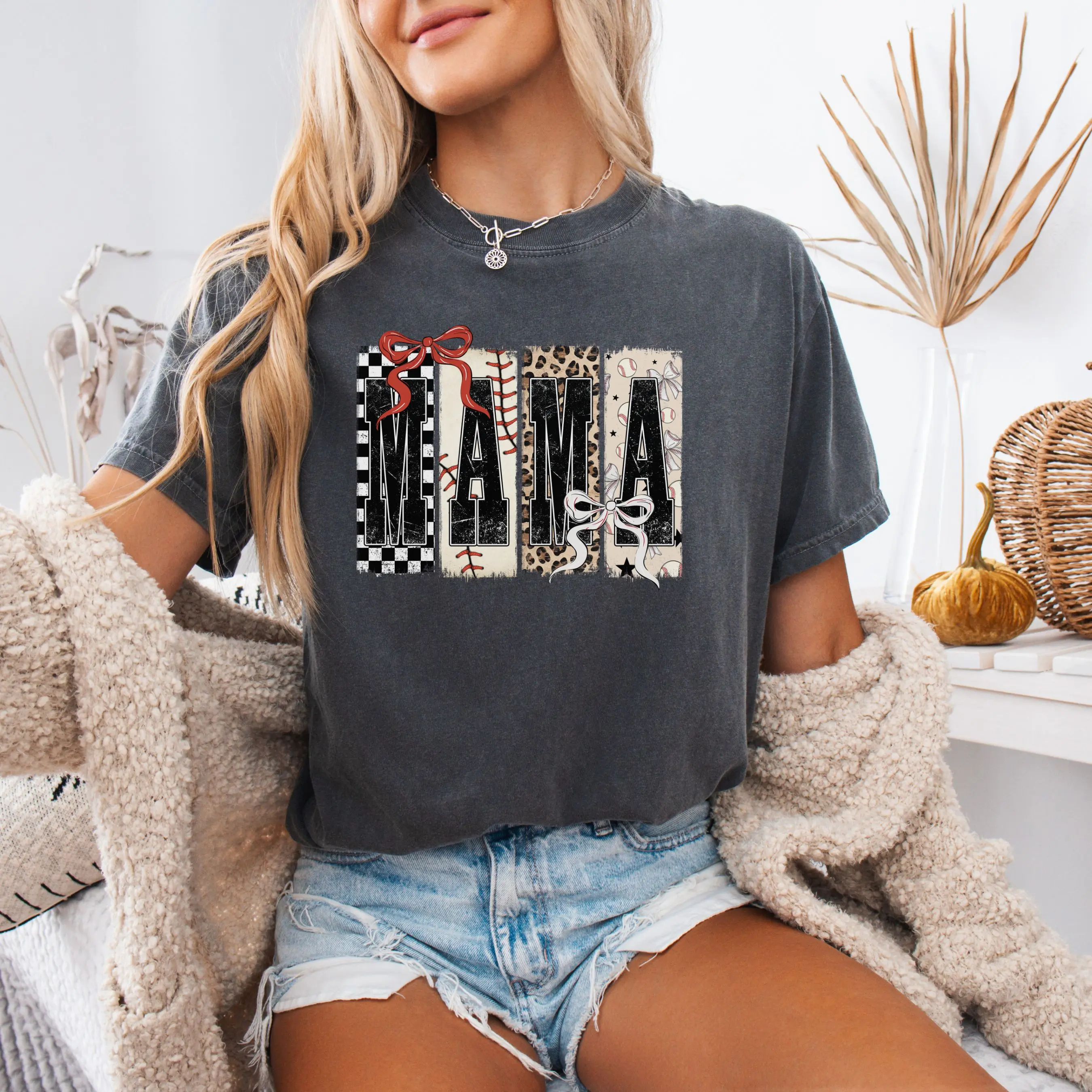 Baseball Mama Cheetah Print Comfort Color T-shirt