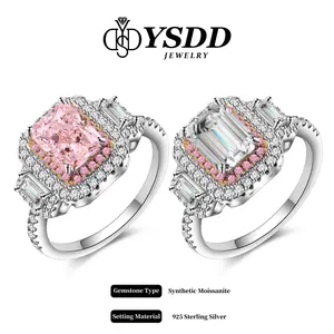 【#323 Princess Aurora】Double-halo 2Carat Synthetic Moissanite/CZ Ring in 925 Sterling Silver For Women