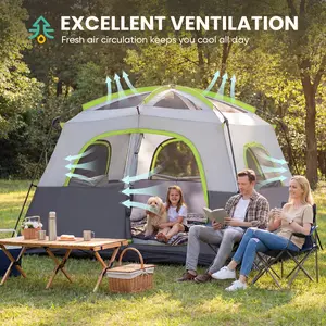 6 Person Waterproof & Windproof Family Camping Tent with Large Interior, Easy Setup Cabin Tent with Mesh Windows & Skylights, Portable Outdoor Tent for Car Camping, Hiking, Fishing