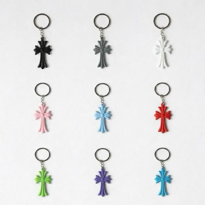Gothic Y2k Cross Keychain in Multiple Colors - Premium Silicone & Durable Steel Keyring - Perfect for Key Organization