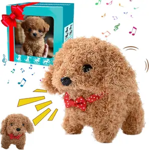 Realistic Robotic Puppy - Interactive Walking, Barking, Expressive Eyes & Fluffy Fur - Button-Controlled Robot Dog Companion for Home, Office, or Gift - Ideal for Adults & Teens, Cute Animal Replica, Soft Texture Fur