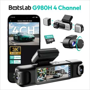 Botslab 4 Channel 3K Dash Cam with 3.18" Touch Screen, Sentry Mode, 24/7 Parking, Built-in GPS, 5.8G WiFi, Night Vision, Voice Control, 128GB Card Included