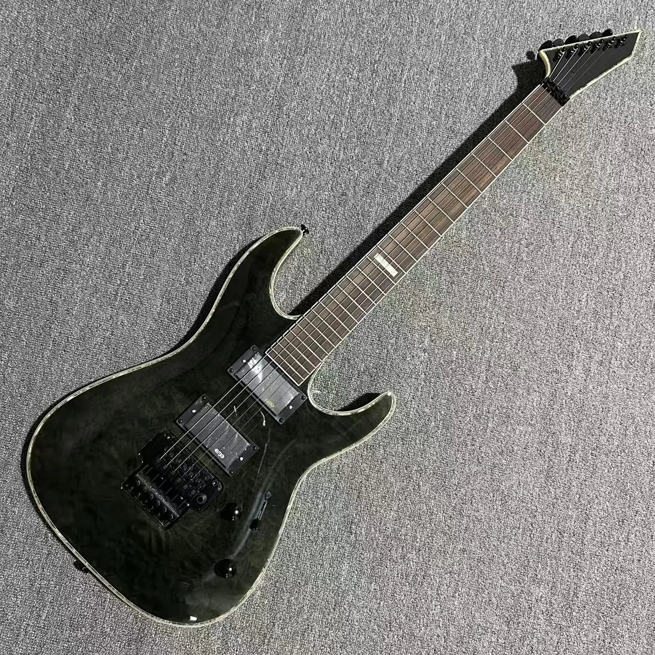 Unisex 6-String Black Electric Guitar for Heavy Metal, High-Quality Mahogany Body, HH Humbucker Pickups, Fixed Bridge