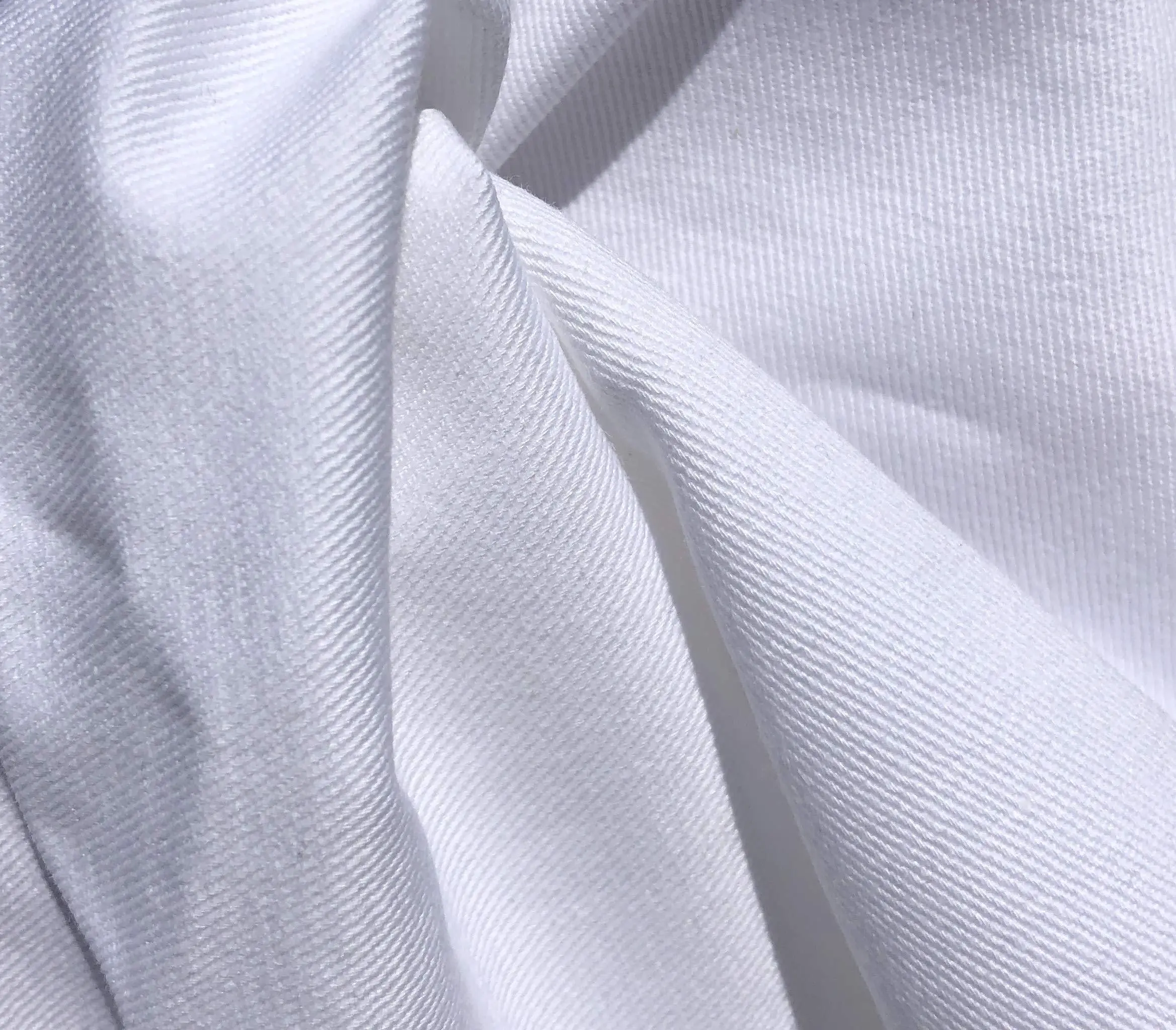 100% Organic Cotton Twill Weave Apparel Fabric - 60 in, 6 oz, White, By the Yard, No