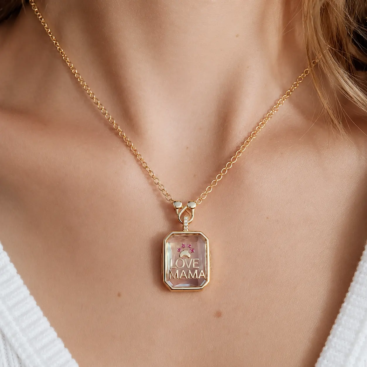 Floating Locket Necklace with 8 Charms, DIY Personalized Glass Floating Locket Set, Memory Jewelry Gift for Mom Wife Girlfriend, S Clasp for Chain Swap