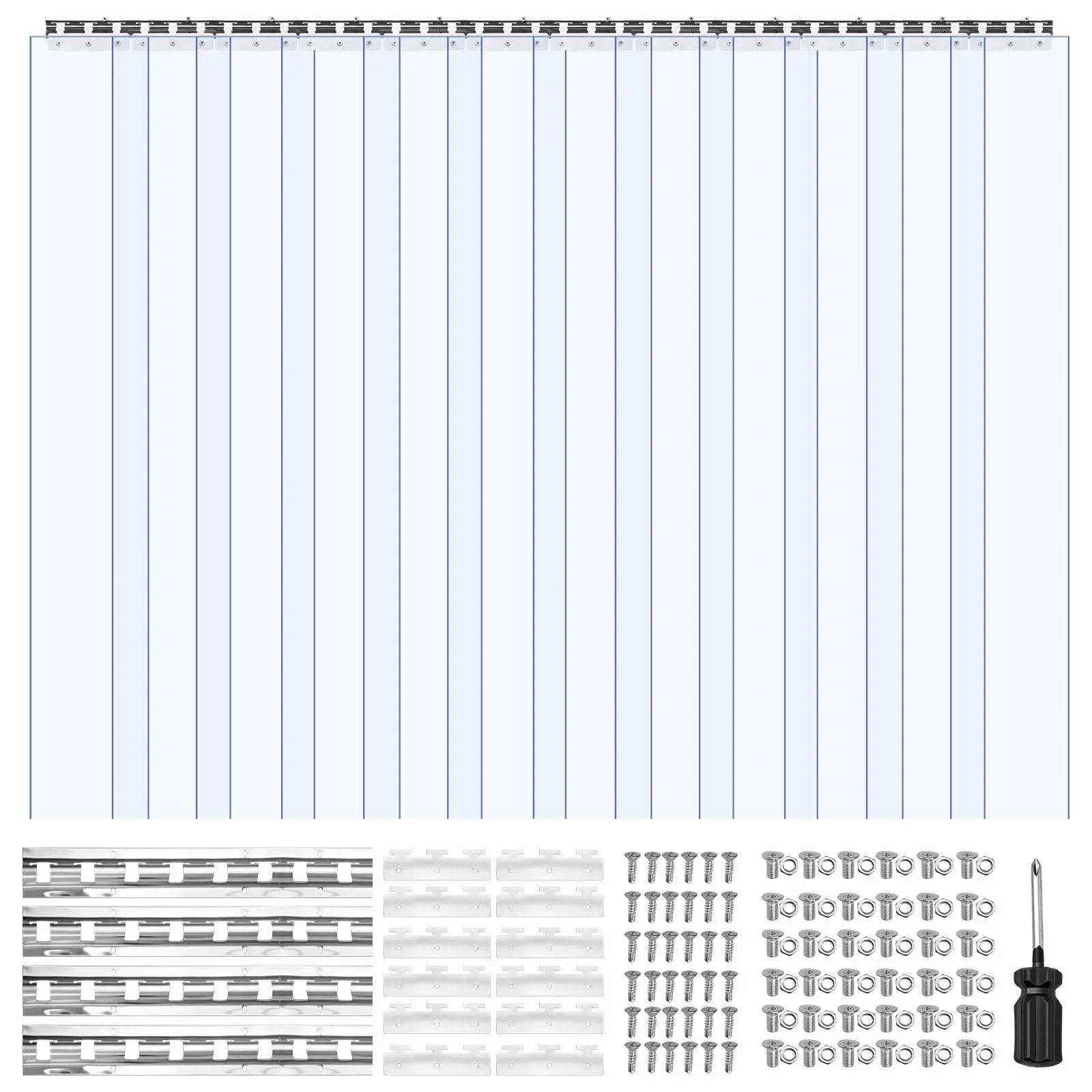 【SummerFinds】VEVOR Clear PVC Strip Curtain, 84 in Height x 72 in Width x 0.08 in Thickness, 12 PCS Walk in Freezer Cooler Curtain Strips, Smooth Waterproof Plastic Door Strips for Warehouse, Freezer, Garage Doors